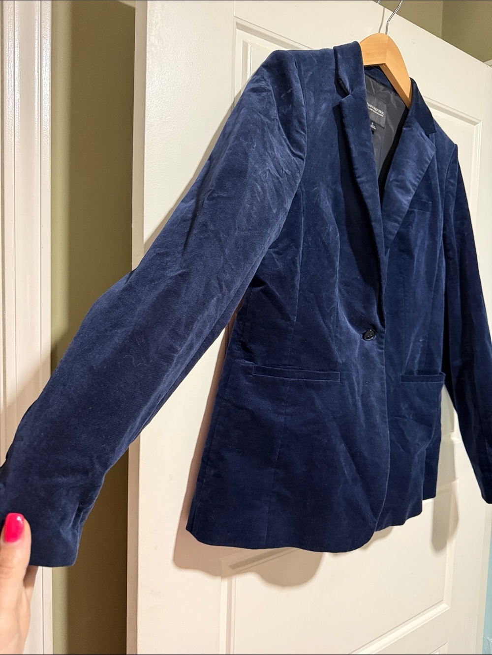 Banana Republic blue Velvet Blazer Single Button academia preppy posh 8 - Picture 5 of 7